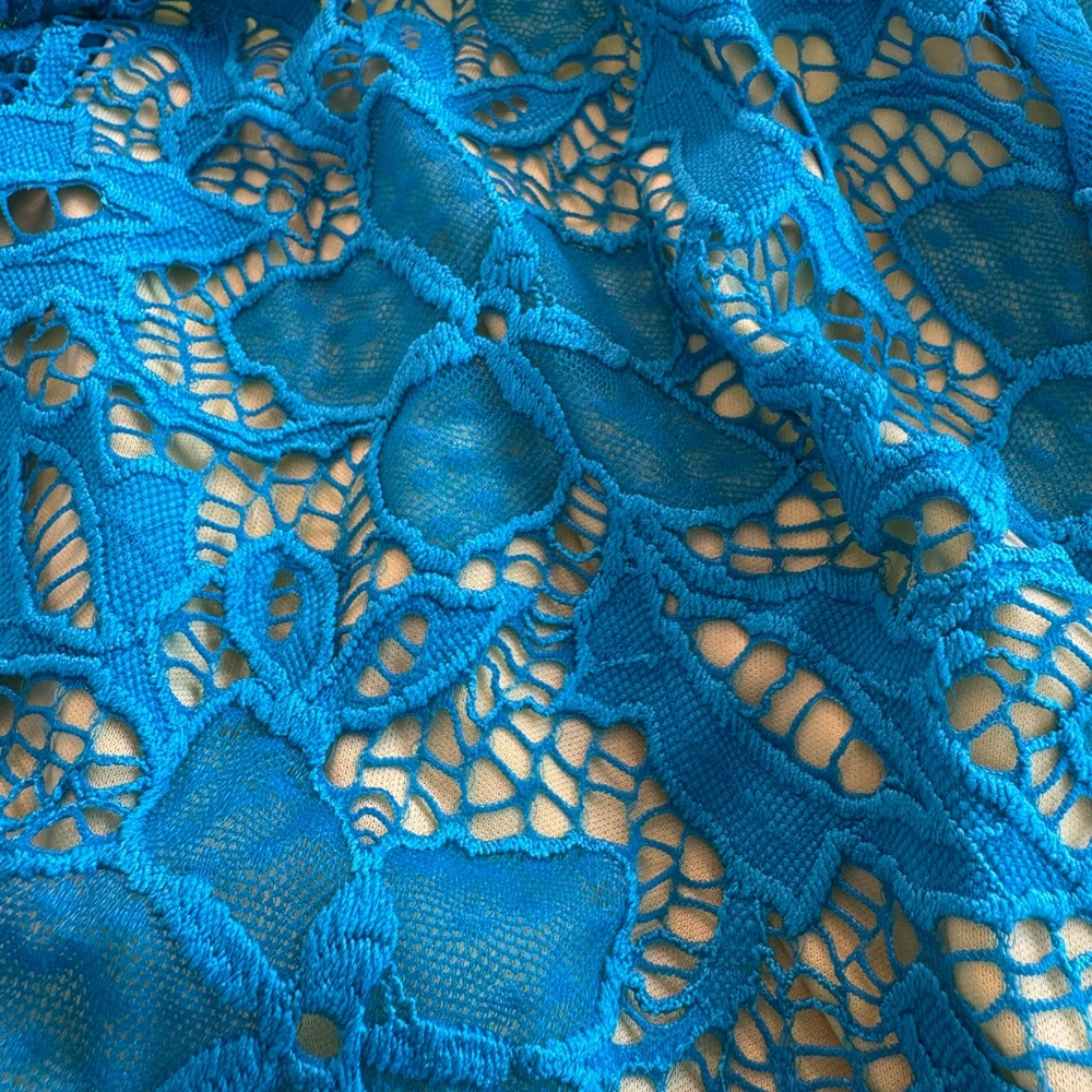 LuLaRoe Teal and Yellow Lace Maxi Skirt - Picture 6 of 7
